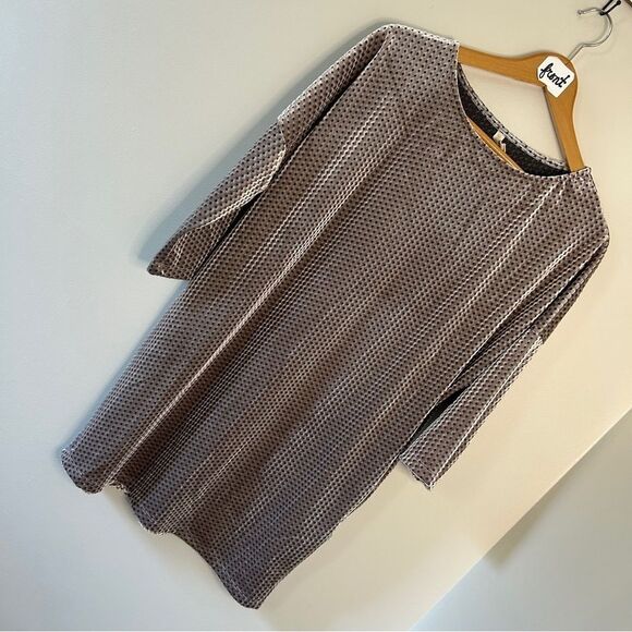 Wishlist Iridescent Champagne 3/4 Sleeve Boxy Faux Velvet Dress Chrome Gray Silv - Picture 6 of 8